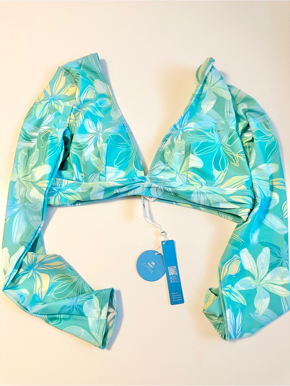 NWT Aqua Long Sleeve Floral Print Swim Top